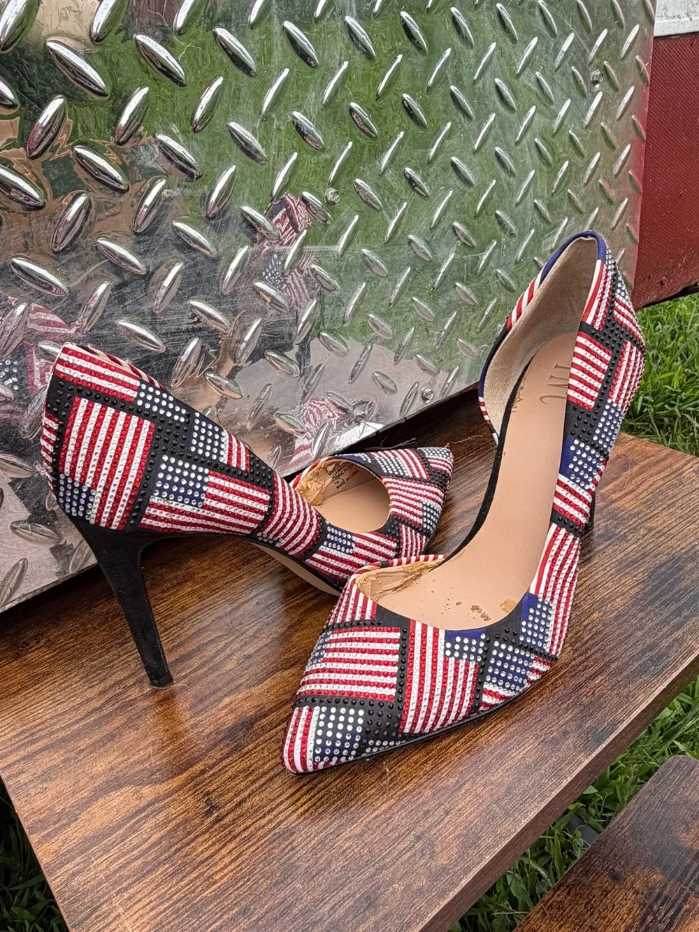 Women's Pointed-Toe D'Orsay Heels in Red, White & Blue